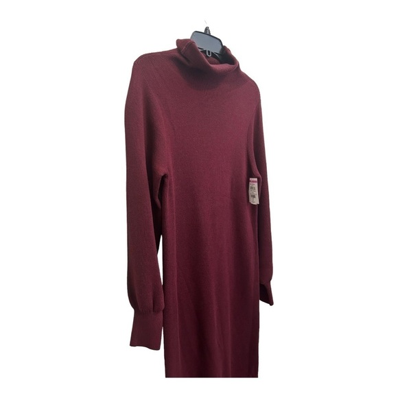 caslon Double Knit Long Sleeve Turtleneck Sweater Dress in wine color - Picture 8 of 14